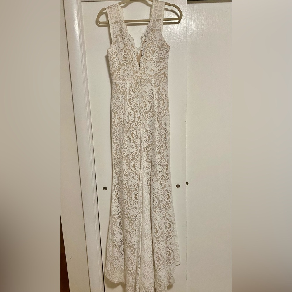 Lulu's Spectacular Romance White Lace Sleeveless Mermaid Maxi Dress - Picture 5 of 9